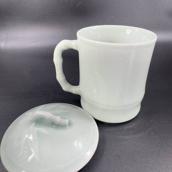 Gardener's Eden Coffee Mug Cup Light Green Embossed Bamboo Celadon Green Set 2 - Picture 13 of 15